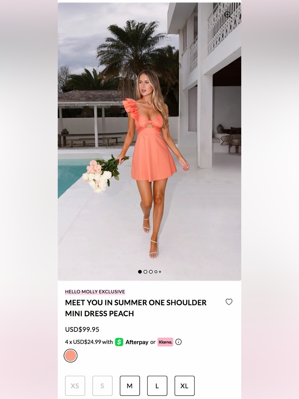 Hello Molly Peach One-Shoulder Mini Dress